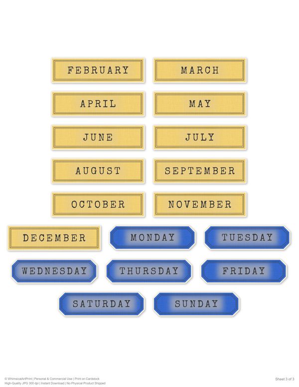 Word Strips and Labels: 16 Printable Journaling Sheets - Cabinet of Curiosities - Commercial Use — image 14