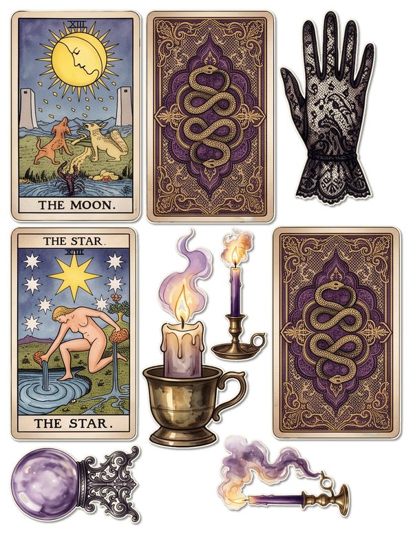 Fussy Cut Stickers: 14 Printable Ephemera Sheets - Gothic Seance - Commercial Use — image 9