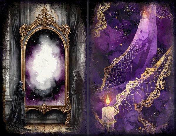 Junk Journal Spreads: 75 Open Book Planner Pages - Gothic Seance - Commercial Use — image 15