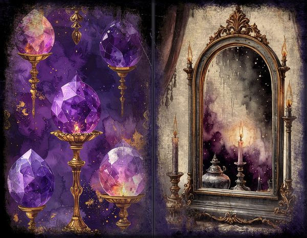 Junk Journal Spreads: 75 Open Book Planner Pages - Gothic Seance - Commercial Use — image 22