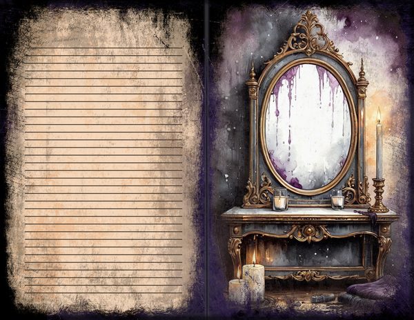 Junk Journal Spreads: 75 Open Book Planner Pages - Gothic Seance - Commercial Use — image 37