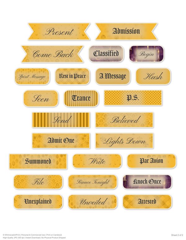 Word Strips and Labels: 17 Printable Journaling Sheets - Gothic Seance - Commercial Use — image 2