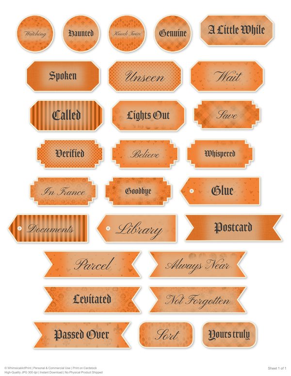 Word Strips and Labels: 17 Printable Journaling Sheets - Gothic Seance - Commercial Use — image 3