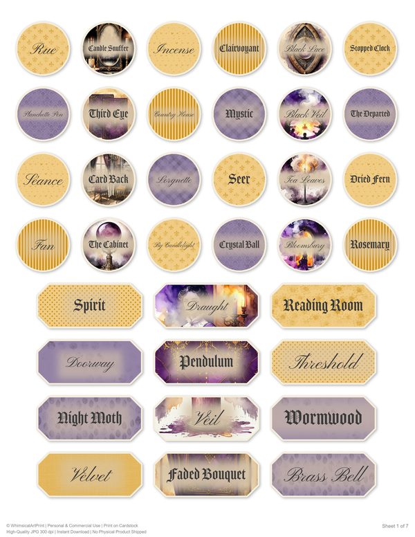 Word Strips and Labels: 17 Printable Journaling Sheets - Gothic Seance - Commercial Use — image 6
