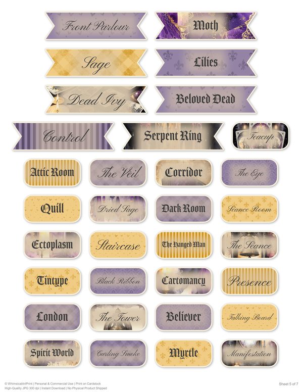 Word Strips and Labels: 17 Printable Journaling Sheets - Gothic Seance - Commercial Use — image 10