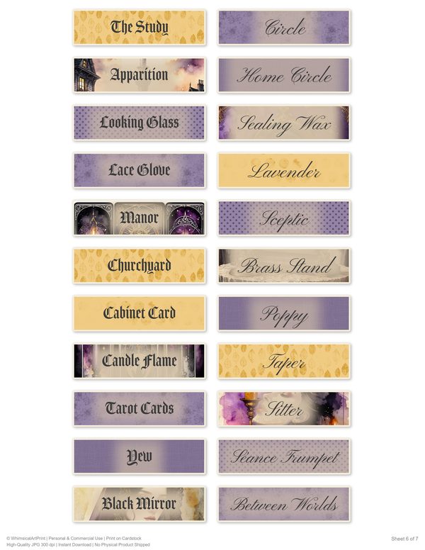 Word Strips and Labels: 17 Printable Journaling Sheets - Gothic Seance - Commercial Use — image 11