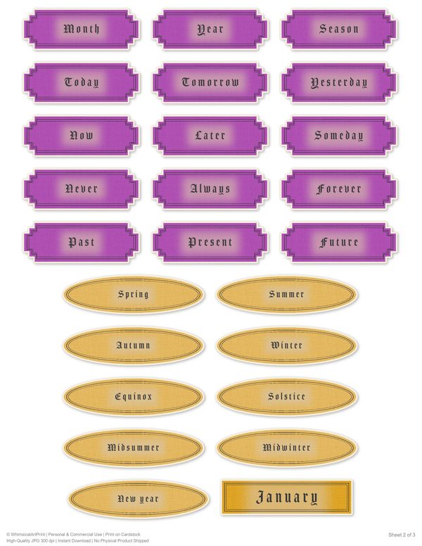 Word Strips and Labels: 17 Printable Journaling Sheets - Gothic Seance - Commercial Use — image 14