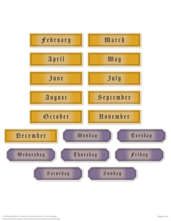 Word Strips and Labels: 17 Printable Journaling Sheets - Gothic Seance - Commercial Use — image 15