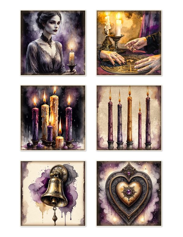 Ephemera Kit: 81 Printable Cards, Tags and Word Strips - Gothic Seance - Commercial Use — image 2