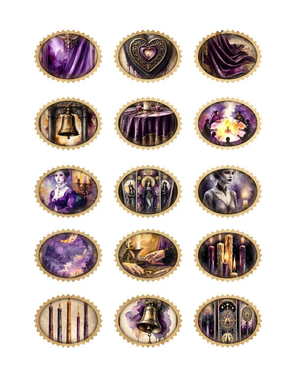 Ephemera Kit: 81 Printable Cards, Tags and Word Strips - Gothic Seance - Commercial Use — image 29