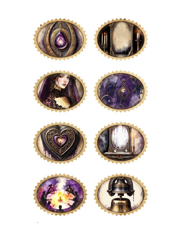 Ephemera Kit: 81 Printable Cards, Tags and Word Strips - Gothic Seance - Commercial Use — image 30