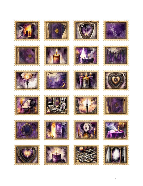 Ephemera Kit: 81 Printable Cards, Tags and Word Strips - Gothic Seance - Commercial Use — image 31