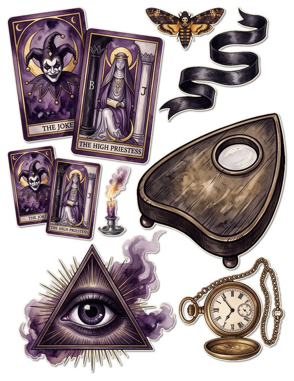 Ephemera Kit: 81 Printable Cards, Tags and Word Strips - Gothic Seance - Commercial Use — image 34