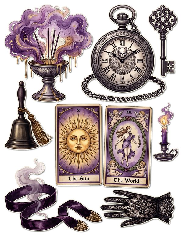 Ephemera Kit: 81 Printable Cards, Tags and Word Strips - Gothic Seance - Commercial Use — image 35