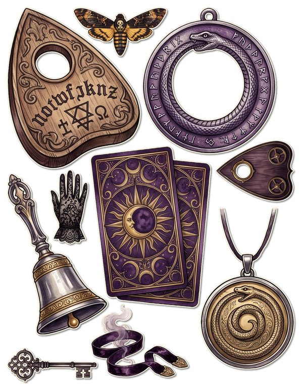 Ephemera Kit: 81 Printable Cards, Tags and Word Strips - Gothic Seance - Commercial Use — image 37