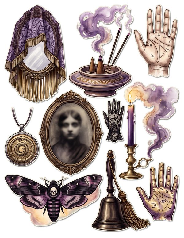 Ephemera Kit: 81 Printable Cards, Tags and Word Strips - Gothic Seance - Commercial Use — image 40