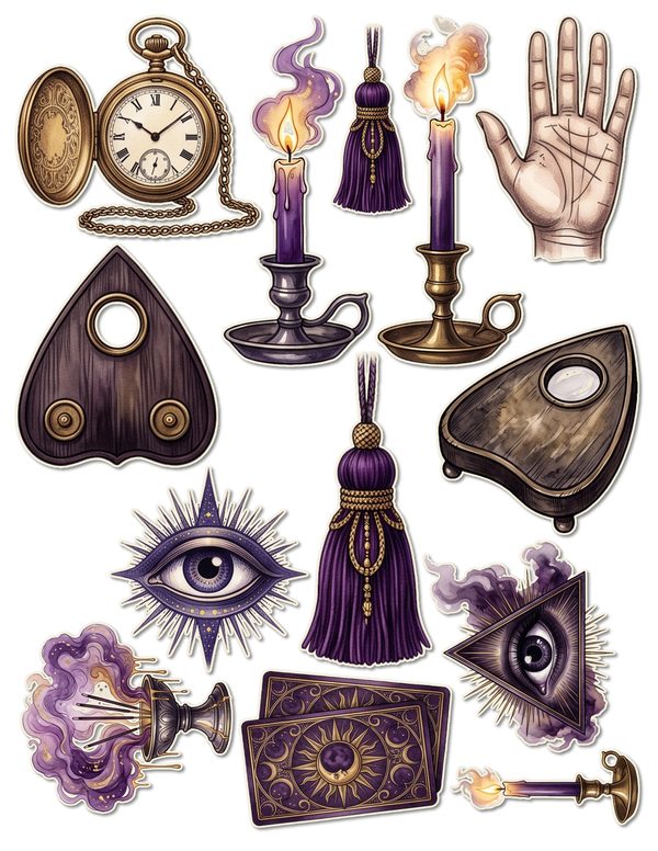 Ephemera Kit: 81 Printable Cards, Tags and Word Strips - Gothic Seance - Commercial Use — image 44