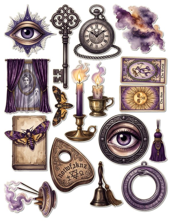 Ephemera Kit: 81 Printable Cards, Tags and Word Strips - Gothic Seance - Commercial Use — image 45