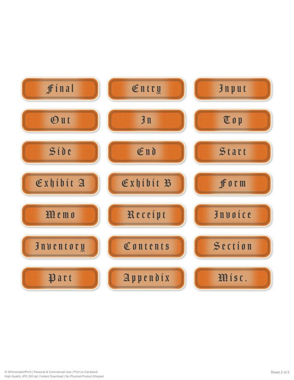 Ephemera Kit: 81 Printable Cards, Tags and Word Strips - Gothic Seance - Commercial Use — image 52