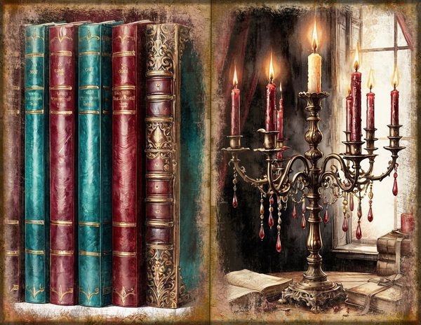 Junk Journal Spreads: 75 Open Book Planner Pages - Gothic Manor - Commercial Use — image 7