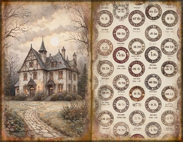Junk Journal Spreads: 75 Open Book Planner Pages - Gothic Manor - Commercial Use — image 16