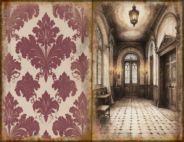 Junk Journal Spreads: 75 Open Book Planner Pages - Gothic Manor - Commercial Use — image 20