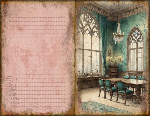 Junk Journal Spreads: 75 Open Book Planner Pages - Gothic Manor - Commercial Use — image 38