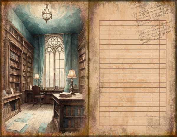 Junk Journal Spreads: 75 Open Book Planner Pages - Gothic Manor - Commercial Use — image 39