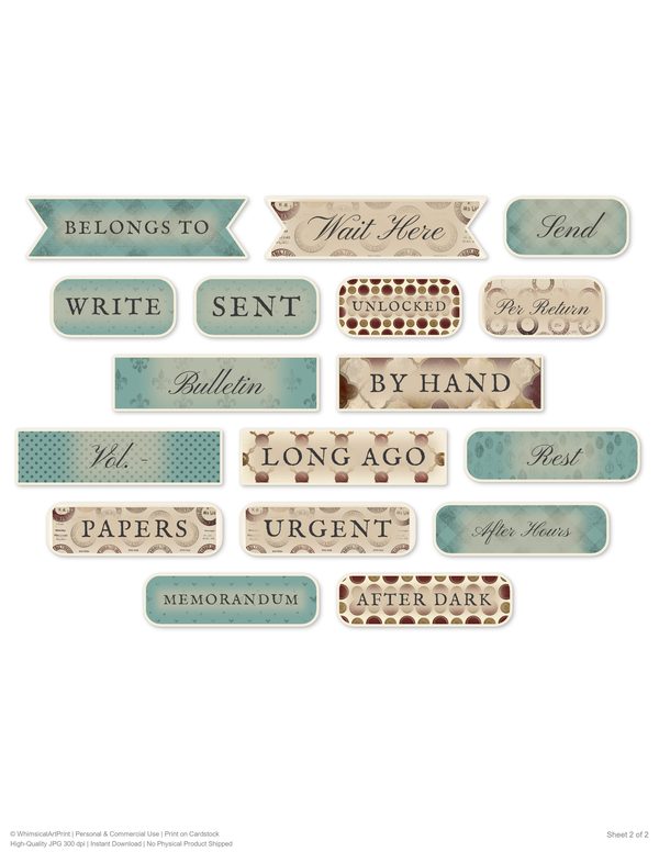 Word Strips and Labels: 17 Printable Journaling Sheets - Gothic Manor - Commercial Use — image 3
