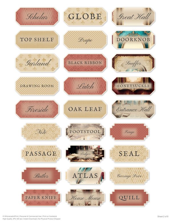 Word Strips and Labels: 17 Printable Journaling Sheets - Gothic Manor - Commercial Use — image 6