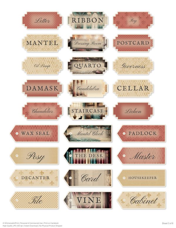 Word Strips and Labels: 17 Printable Journaling Sheets - Gothic Manor - Commercial Use — image 7