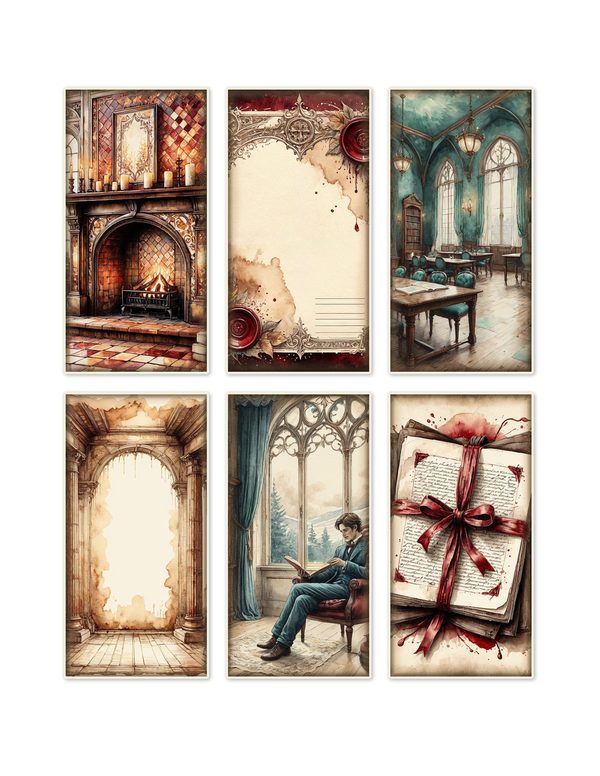 Ephemera Kit: 77 Printable Cards, Tags and Word Strips - Gothic Manor - Commercial Use — image 1