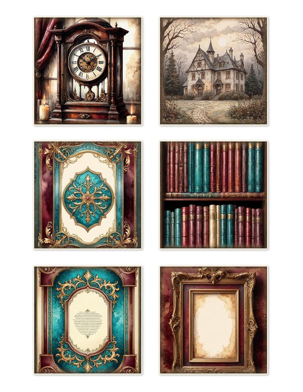 Ephemera Kit: 77 Printable Cards, Tags and Word Strips - Gothic Manor - Commercial Use — image 2