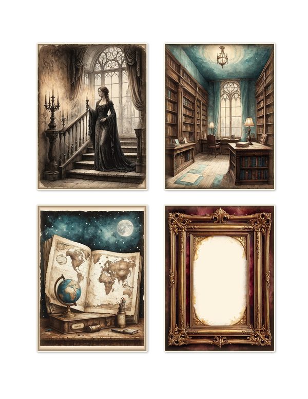 Ephemera Kit: 77 Printable Cards, Tags and Word Strips - Gothic Manor - Commercial Use — image 3