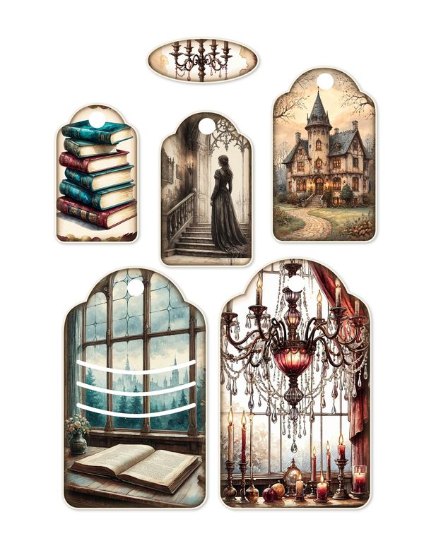 Ephemera Kit: 77 Printable Cards, Tags and Word Strips - Gothic Manor - Commercial Use — image 9