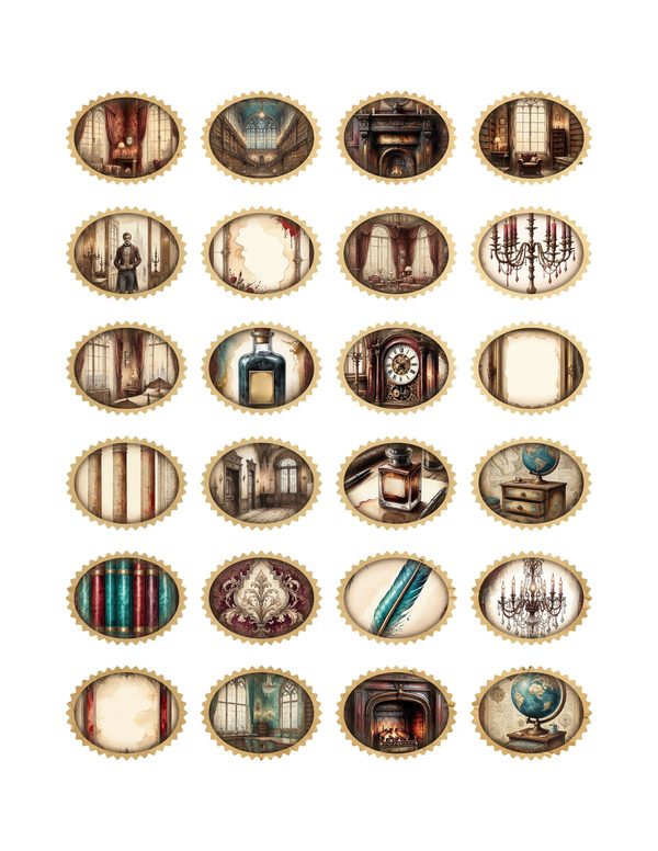 Ephemera Kit: 77 Printable Cards, Tags and Word Strips - Gothic Manor - Commercial Use — image 28