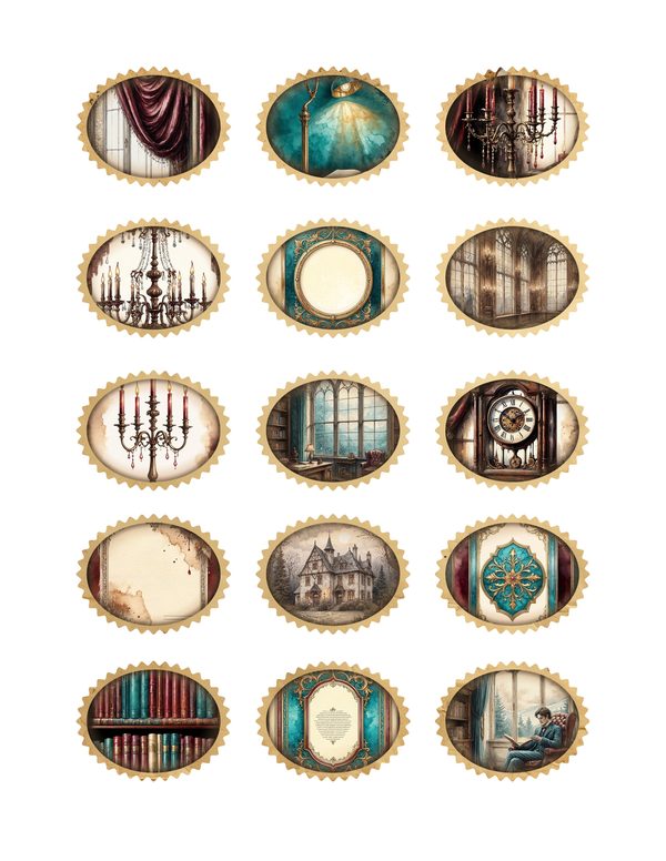 Ephemera Kit: 77 Printable Cards, Tags and Word Strips - Gothic Manor - Commercial Use — image 29