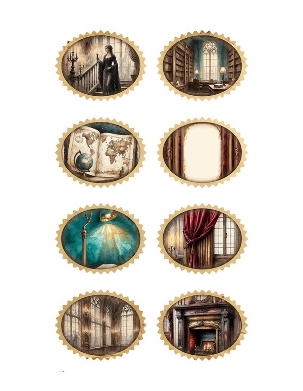 Ephemera Kit: 77 Printable Cards, Tags and Word Strips - Gothic Manor - Commercial Use — image 30