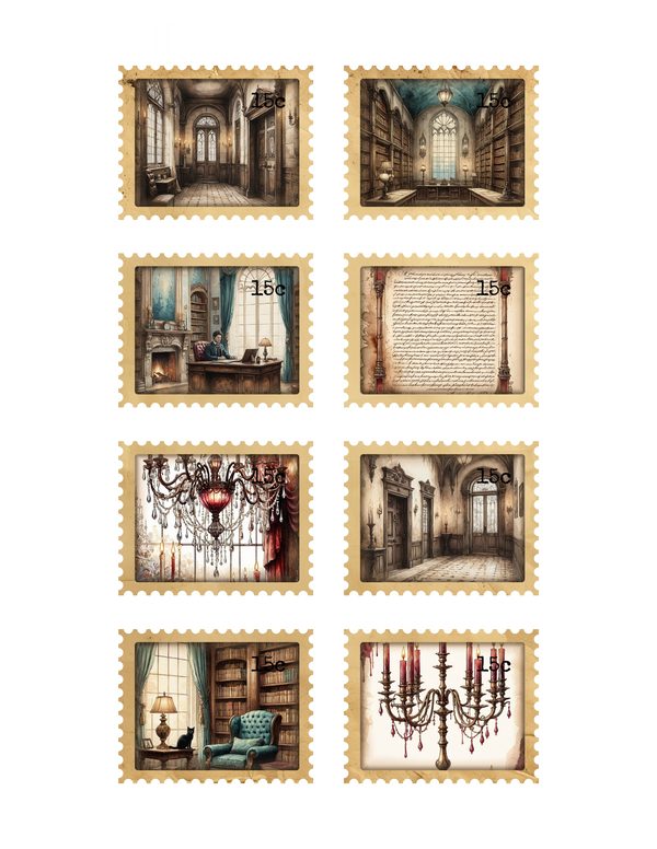 Ephemera Kit: 77 Printable Cards, Tags and Word Strips - Gothic Manor - Commercial Use — image 32