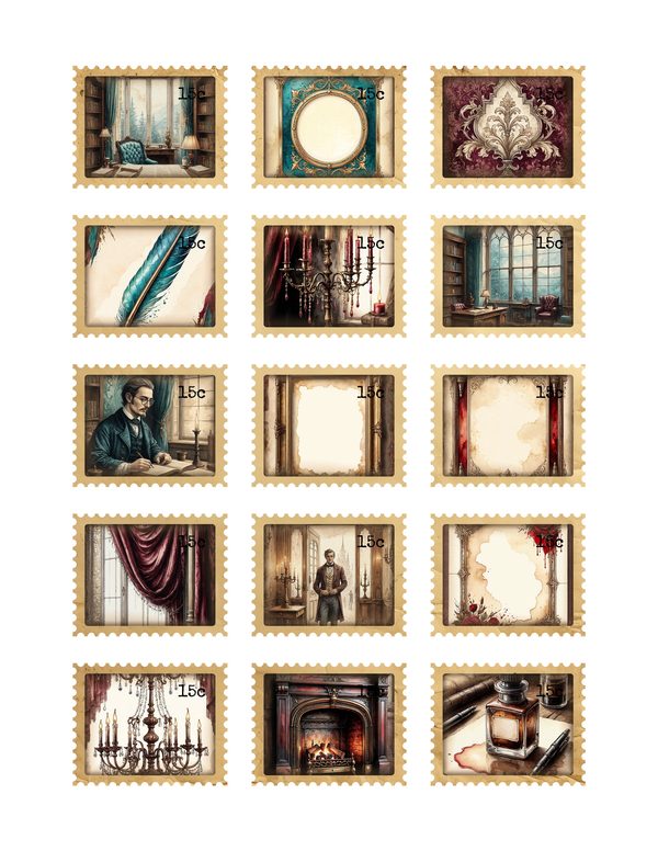 Ephemera Kit: 77 Printable Cards, Tags and Word Strips - Gothic Manor - Commercial Use — image 33
