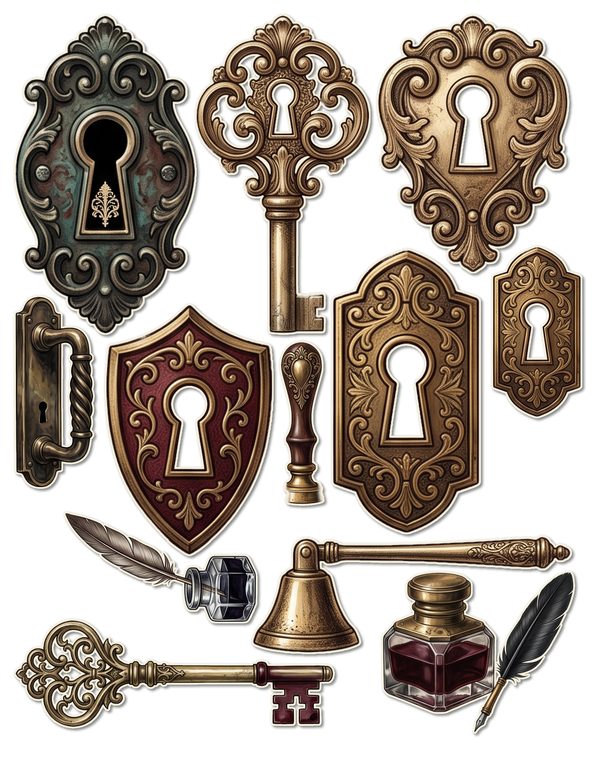 Ephemera Kit: 77 Printable Cards, Tags and Word Strips - Gothic Manor - Commercial Use — image 38