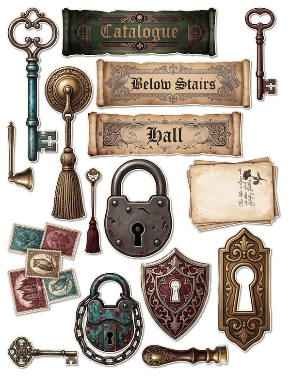 Ephemera Kit: 77 Printable Cards, Tags and Word Strips - Gothic Manor - Commercial Use — image 41