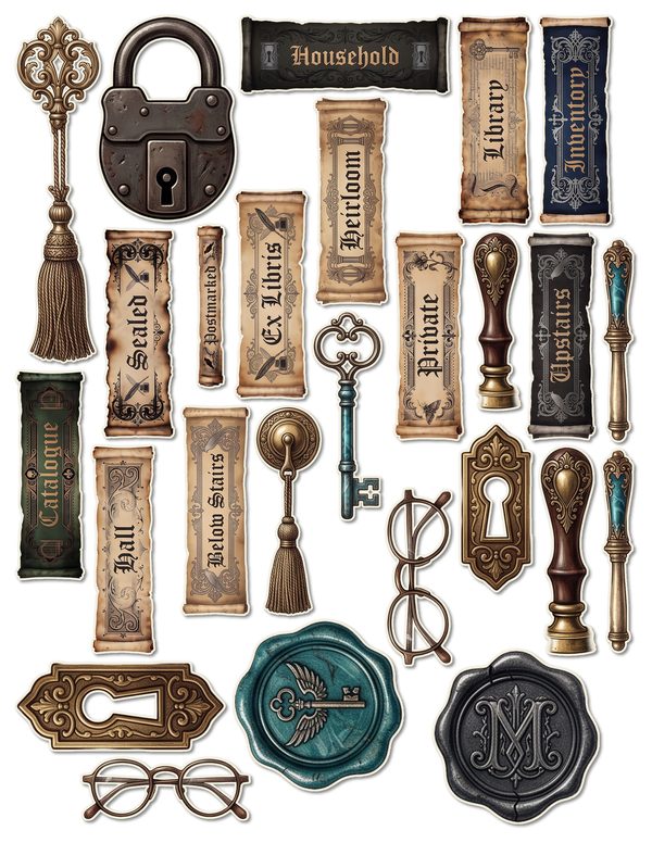 Ephemera Kit: 77 Printable Cards, Tags and Word Strips - Gothic Manor - Commercial Use — image 43