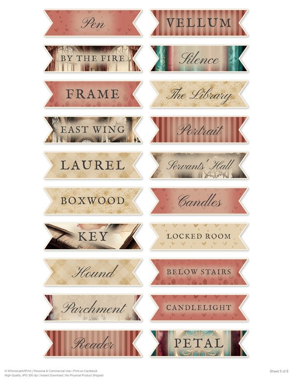 Ephemera Kit: 77 Printable Cards, Tags and Word Strips - Gothic Manor - Commercial Use — image 57