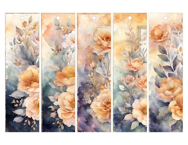 Watercolor Floral Frame Digital Paper: Amber and Silver Borders (Digital Download) — image 30