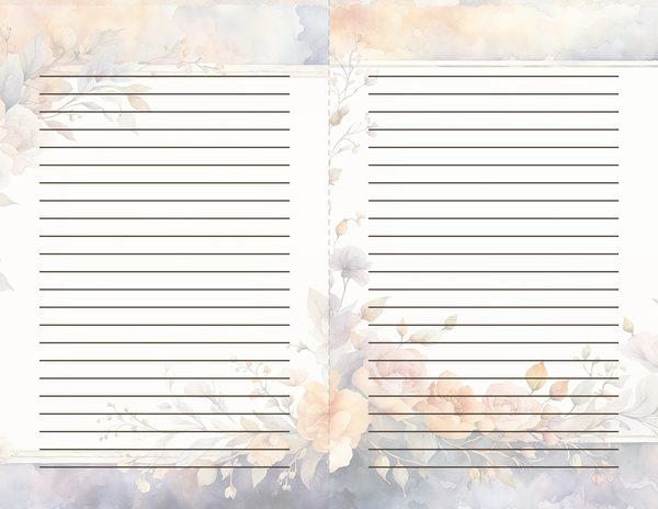 Watercolor Floral Frame Digital Paper: Amber and Silver Borders (Digital Download) — image 33