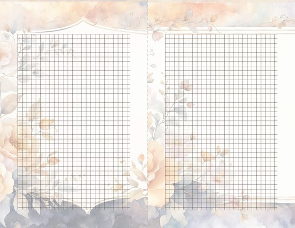Watercolor Floral Frame Digital Paper: Amber and Silver Borders (Digital Download) — image 36