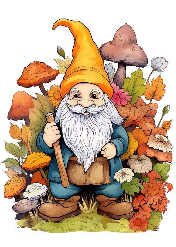 Garden Gnomes Watercolor Digital Paper Kit: Printable Papers, Cards, Tags, Ephemera — image 1