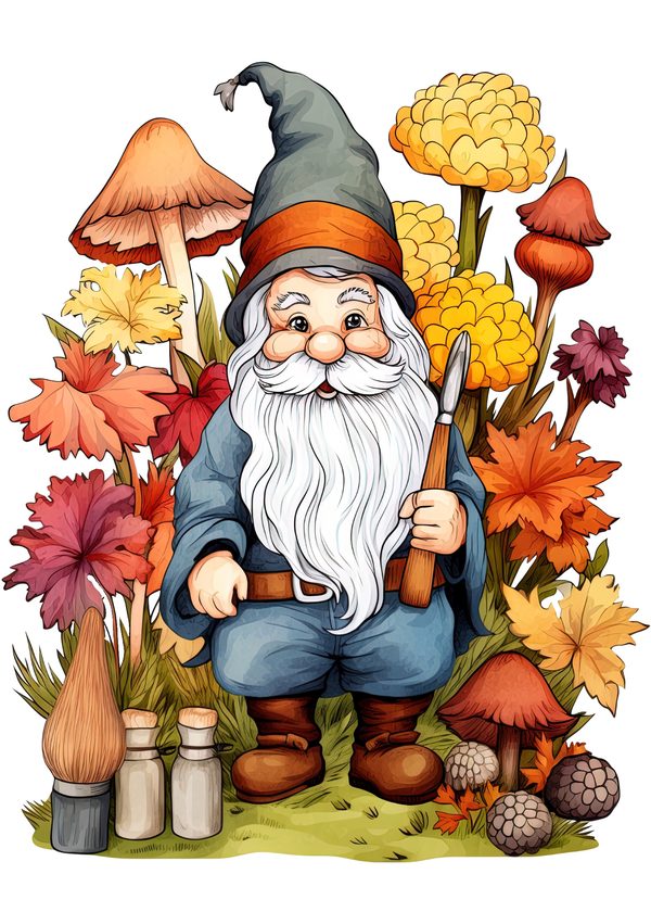Garden Gnomes Watercolor Digital Paper Kit: Printable Papers, Cards, Tags, Ephemera — image 4