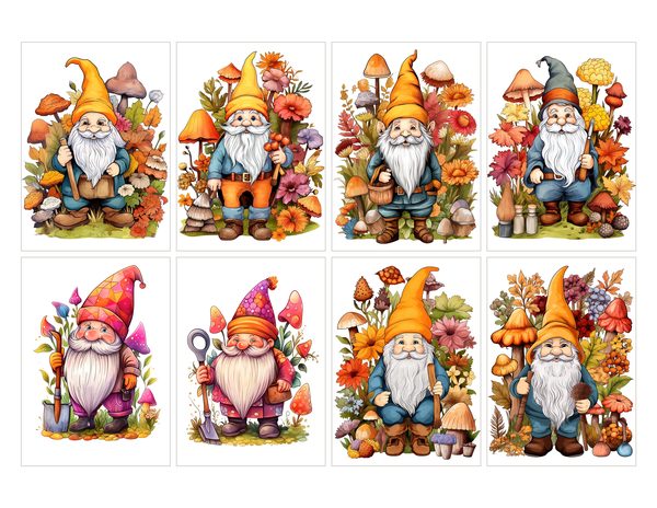 Garden Gnomes Watercolor Digital Paper Kit: Printable Papers, Cards, Tags, Ephemera — image 26